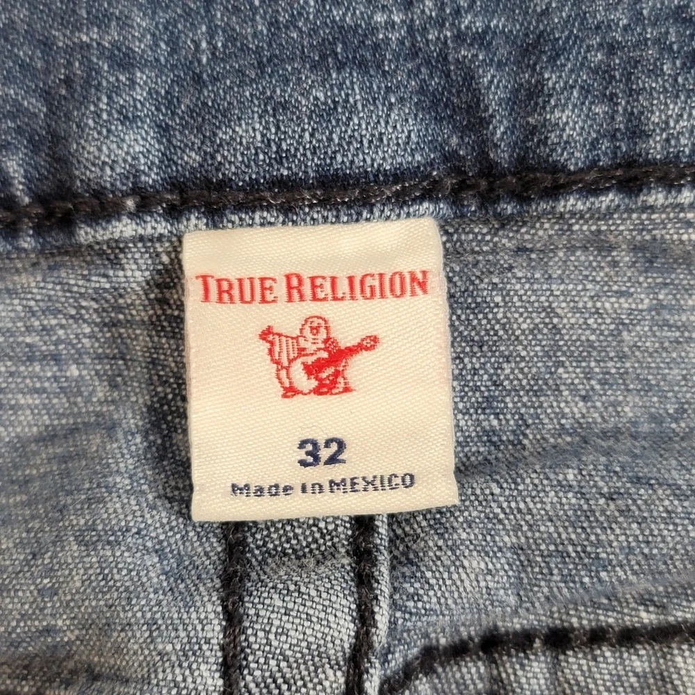 True Religion Mens Ricky Jeans Size 32x29 Blue Denim Relaxed Straight Stretch